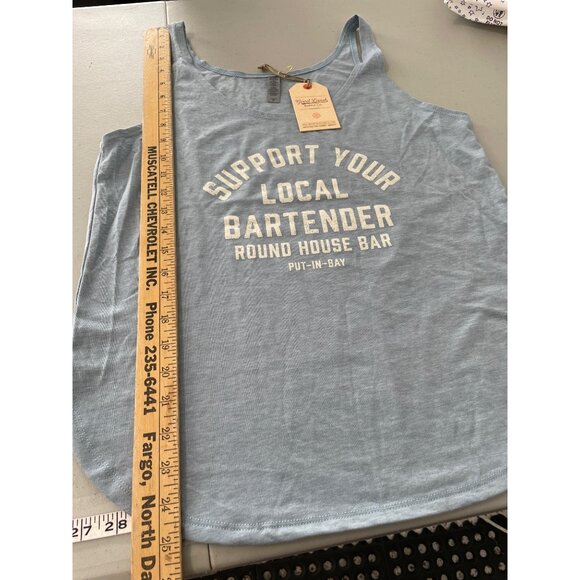 Good Land Supply Co Support Your Local Bartender Tank Top Women Medium Blue NEW - Picture 5 of 7